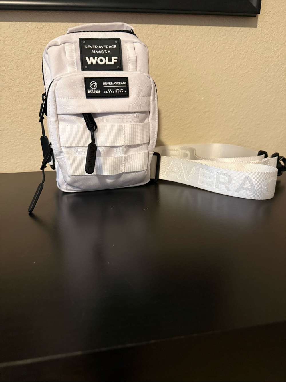 WOLFPACK Never Average White Crossbody Bag